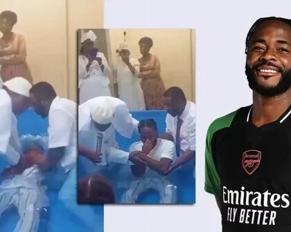 Raheem Sterling got baptized in a tank of water as he publicly declared his faith in God