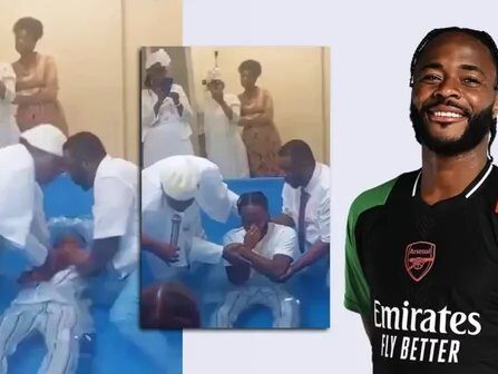 Raheem Sterling got baptized in a tank of water as he publicly declared his faith in God